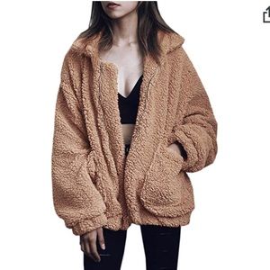 Oversized Sherpa Camel Fleece Jacket